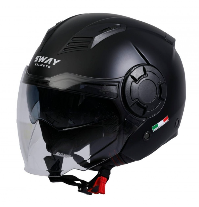 Sway Sw766 Yarım Yazlık Kask Solıd Mat Siyah Güneş Vizörlü